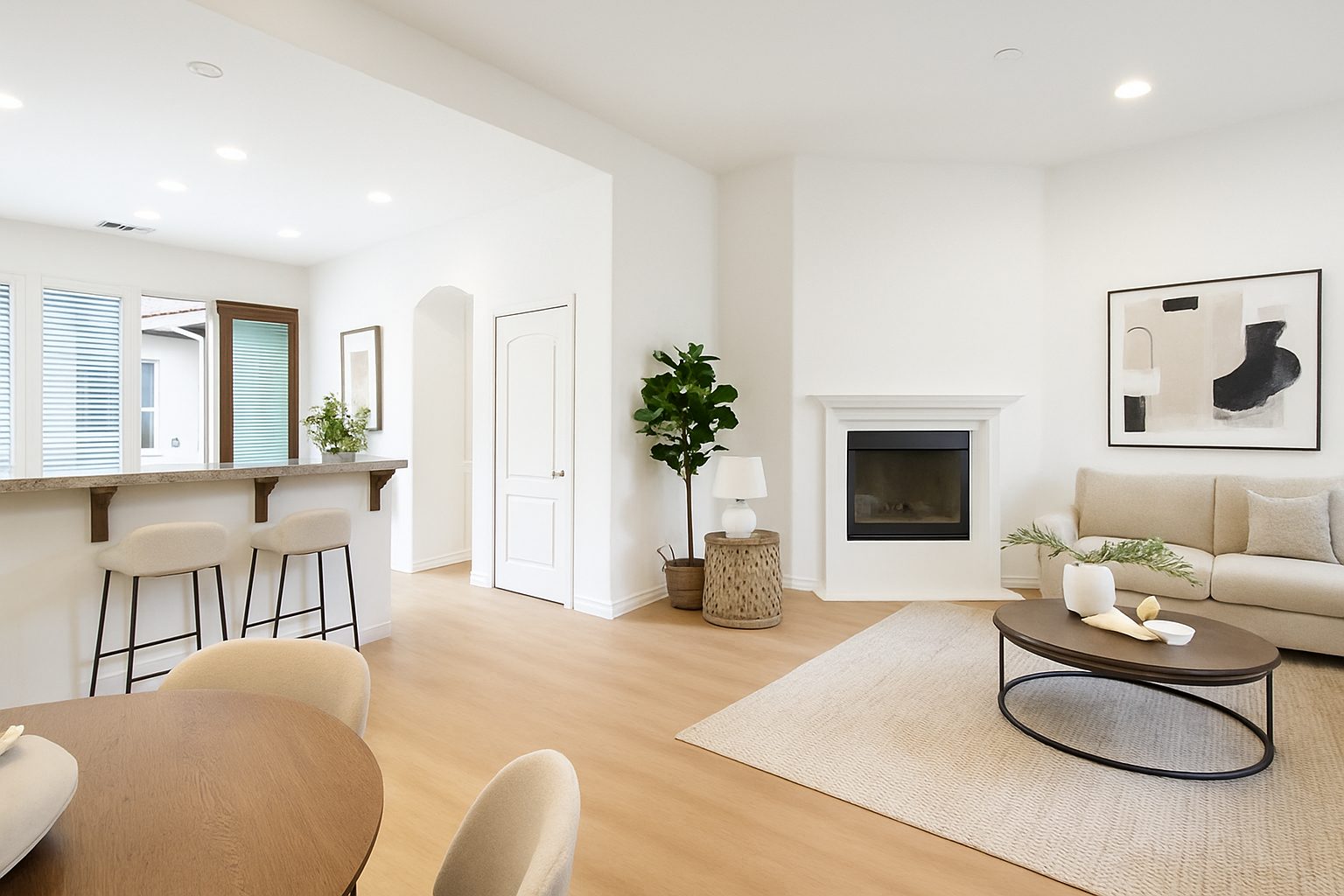 Great room staged and photographed for launch